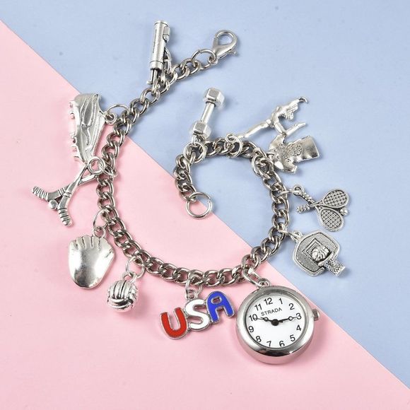 Strada Accessories - STRADA Sports Charm Bracelet Watch (7.5-8.25 In)